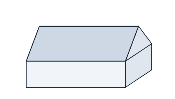 問題の図:この図の屋根の形は、寄棟と呼ばれる。